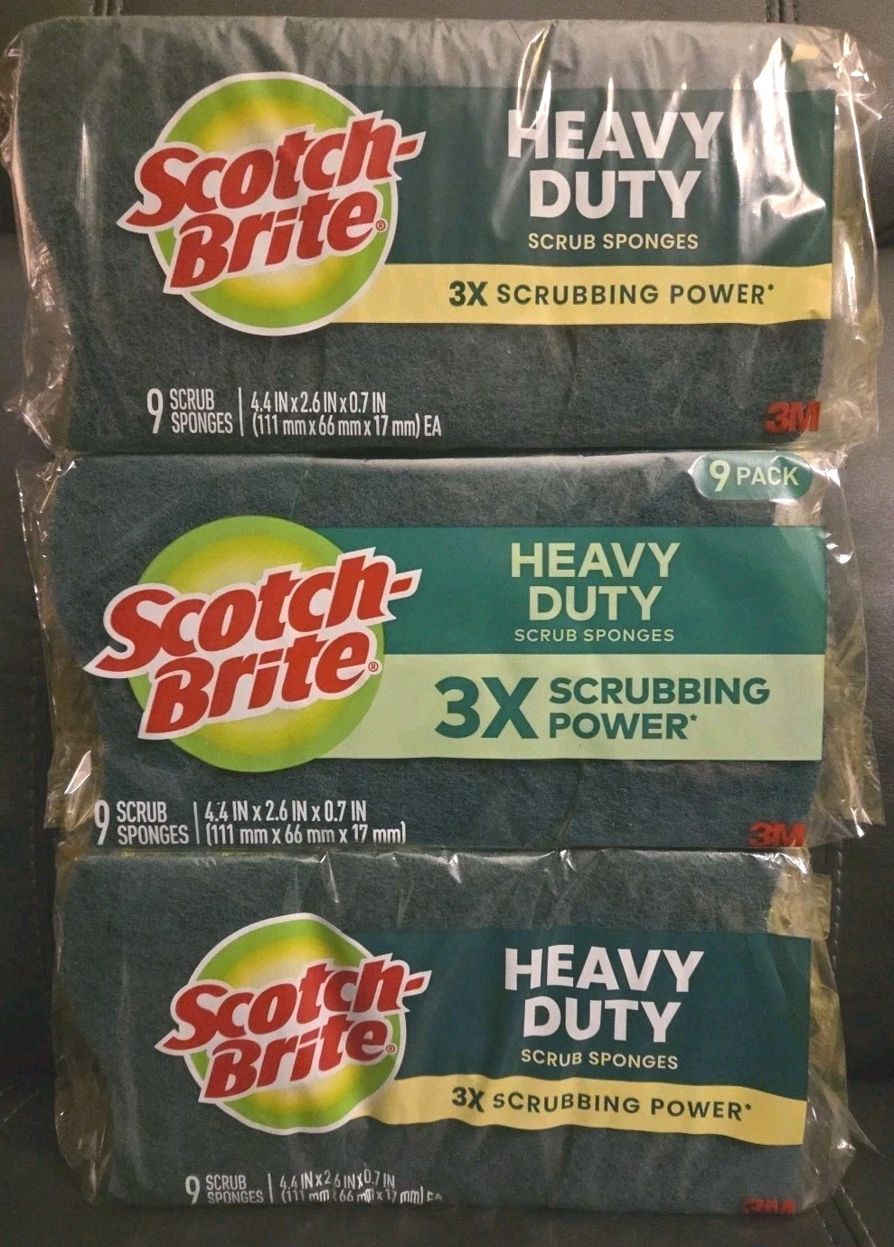 27ct Scotch-Brite Heavy Duty Scrub Sponges Cleaning Pads (3pk Of 9ct Each) NEW
