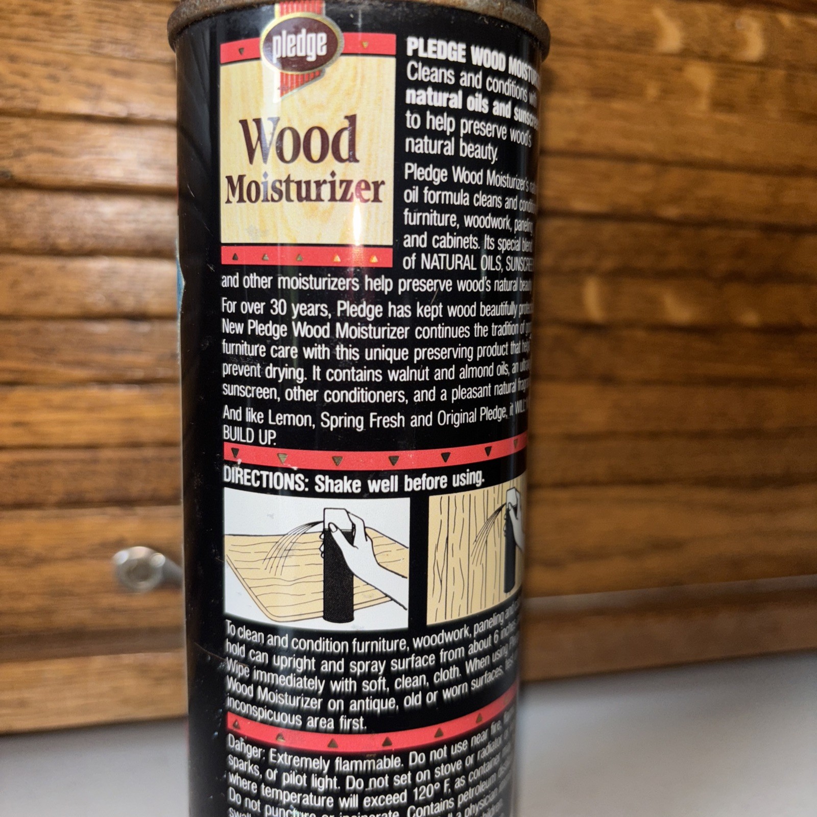 Pledge 1989 Wood Spray Moisturizer W/Natural Oils & Sunscreen 12oz New Old Stock
