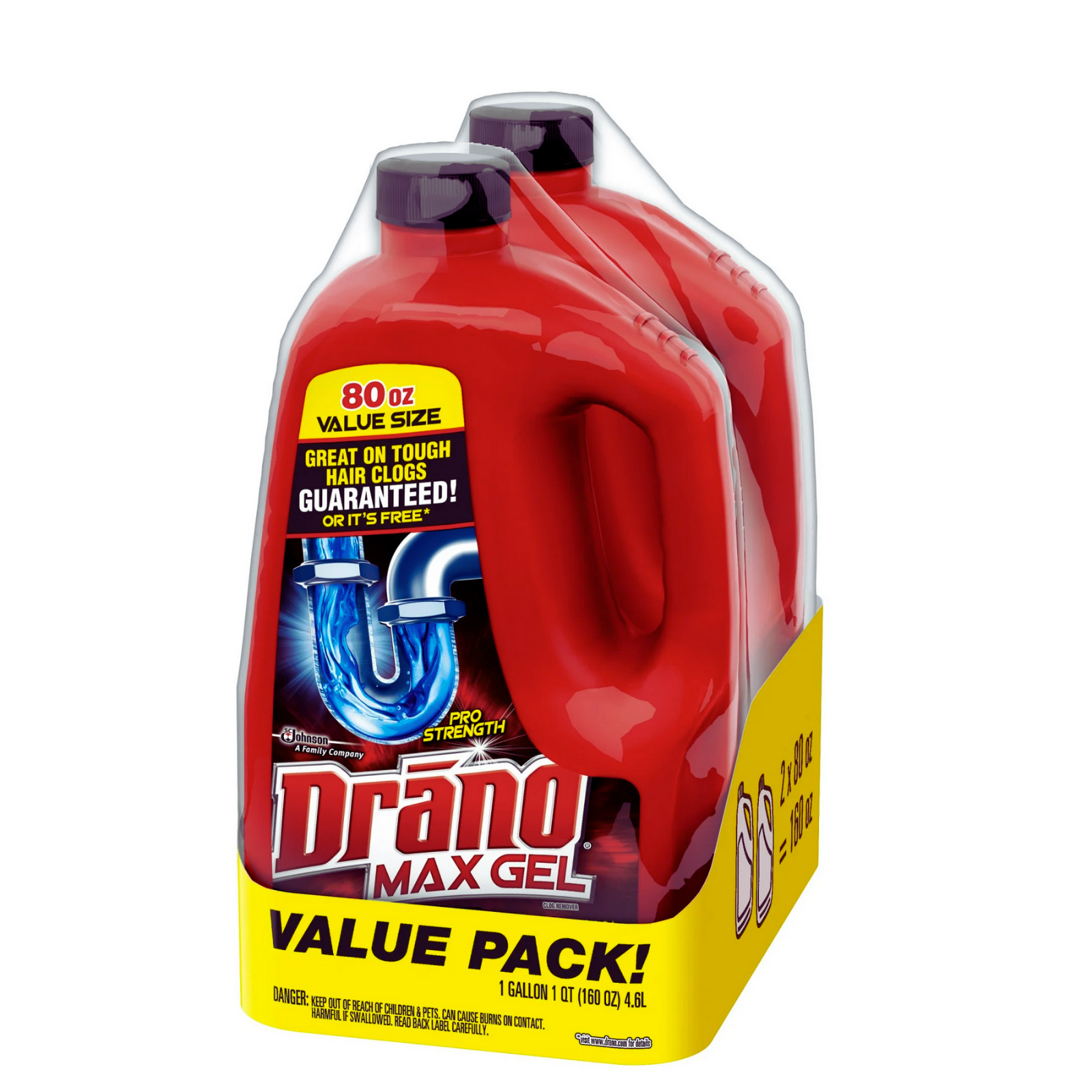 Drano Max Gel Drain Clog Remover 160oz (2 Pack) Two 80oz Bottles Bulk Value NEW