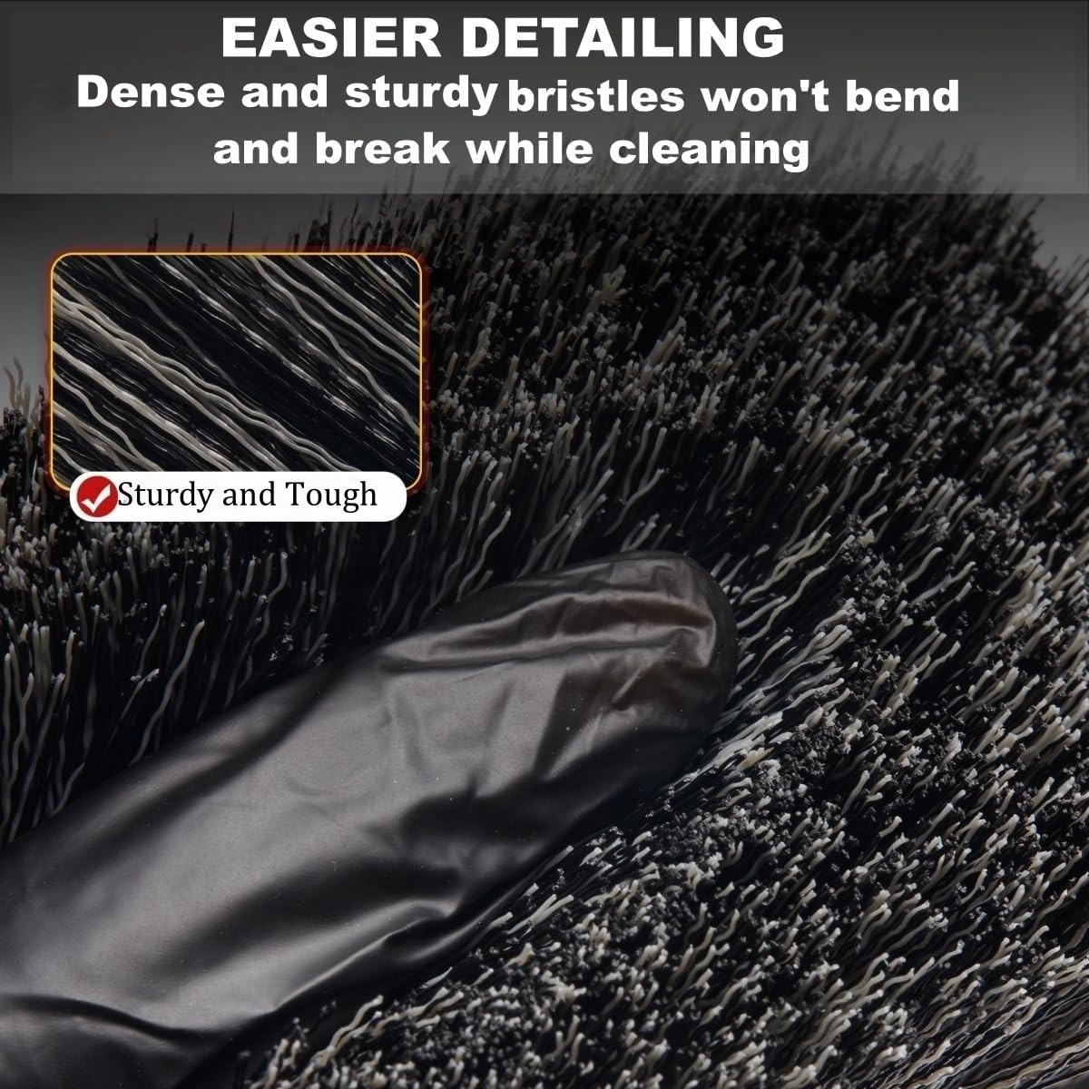 Car Wheel & Tire Brush Set 2 Pack Soft & Stiff Bristle Cleaners for Vehicles