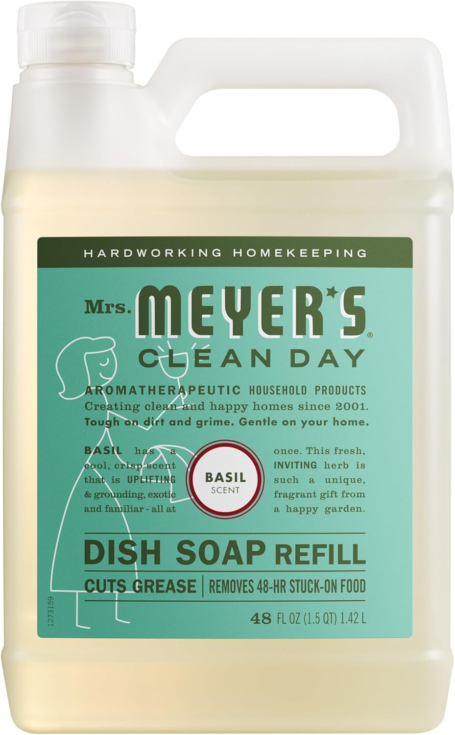 Mrs Meyers Liquid Dish Soap Refill Basil Scent 48 fl oz 6-Pack Master Case
