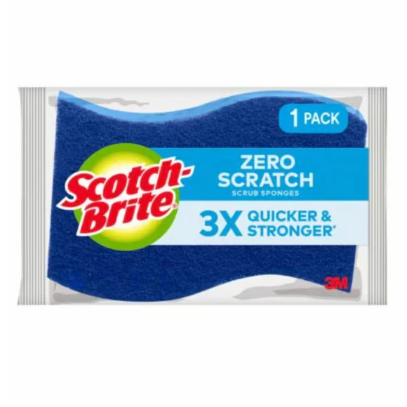 Scotch Brite Zero Scratch Scrub Sponges 1 pack 3x Quicker and Stronger