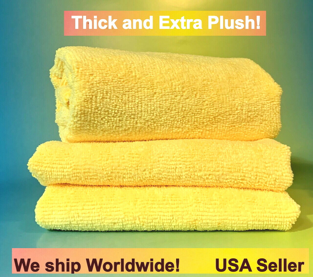 6 YELLOW MICROFIBER CLEANING WASH CLOTH KITCHEN TOWEL RAG 16″x16″ WINDOW MIRROR
