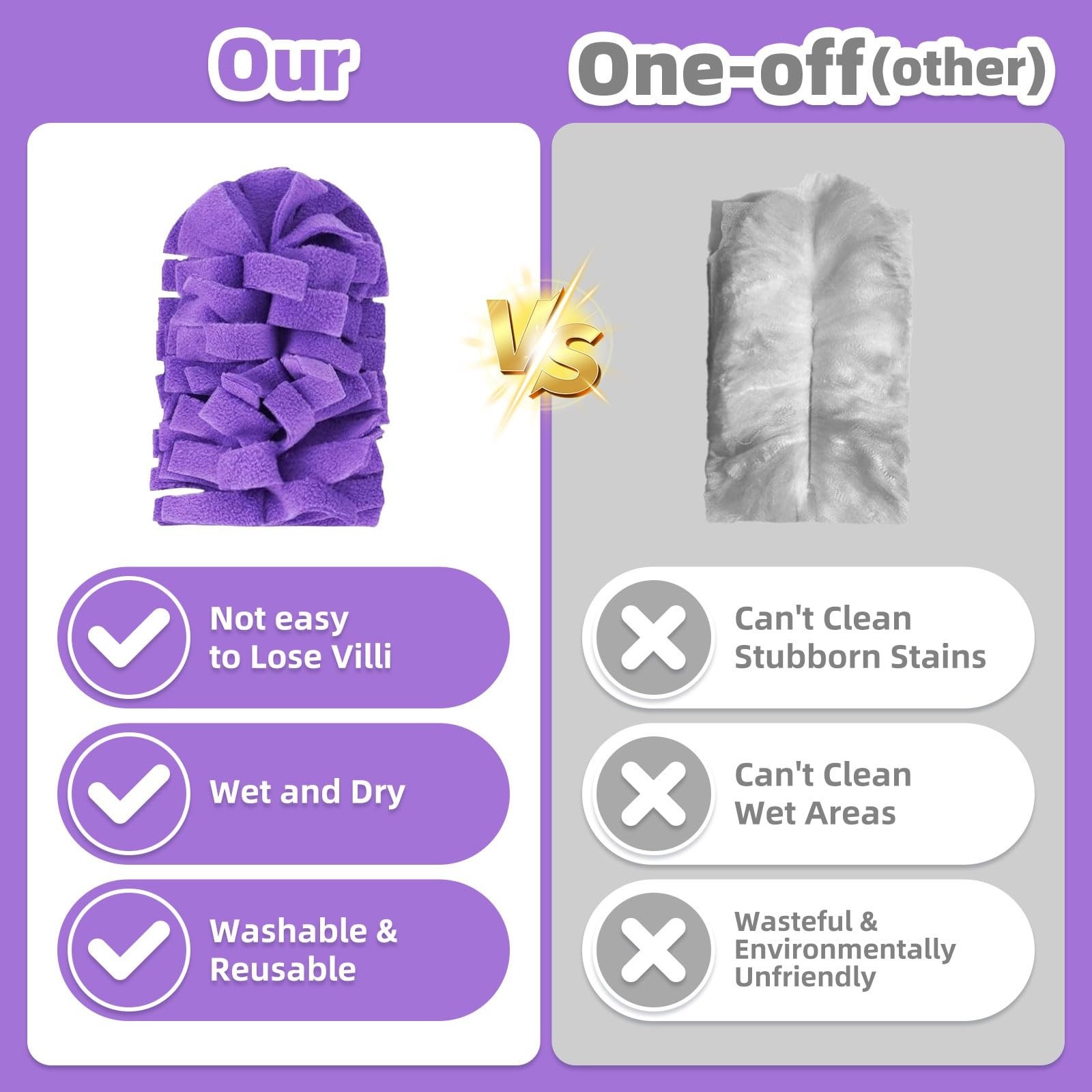 12 PCS Washable Fleece Duster Refills, Heavy Duty 360° Cleaning Pads + Handle