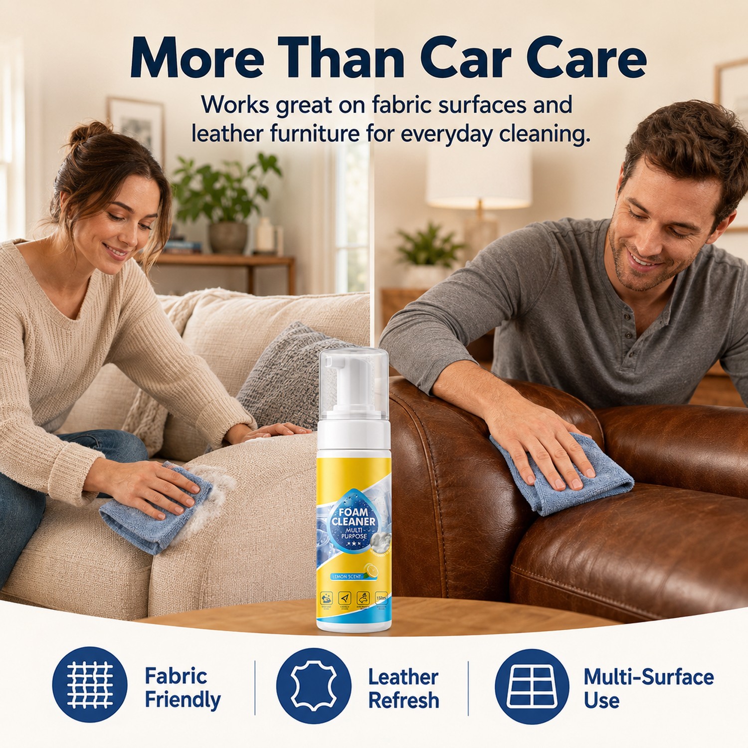 New 4-in-1 Multi-Enzyme Foam Cleaner, All-Purpose Spray 5oz with Sponge & Towel