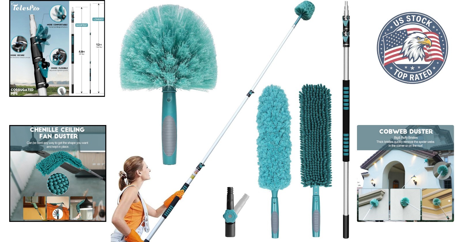 20FT High- Duster Kit with 12FT Extendable Pole – Sparkling Clean Home