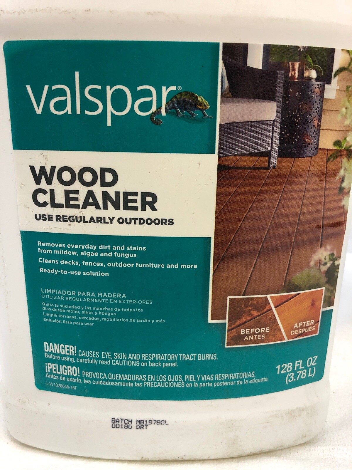 Valspar Outdoor Wood Cleaner Decks, Fences, Furniture 128 oz – LOT OF 4