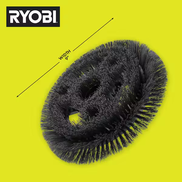 9 in. Hard Bristle Brush Power Scrubber Attachment Concrete Brick Clean