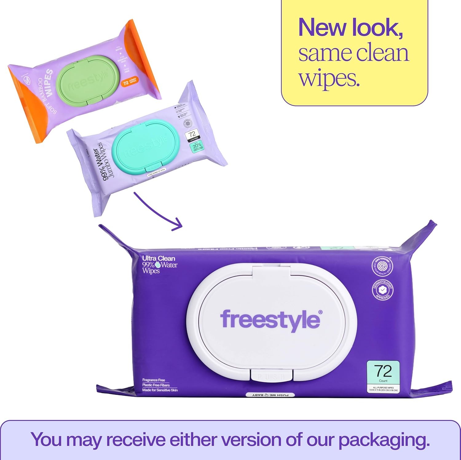 Freestyle Soft Jumbo Baby Wipes, Hypoallergenic and Unscented, Water-Based Wet