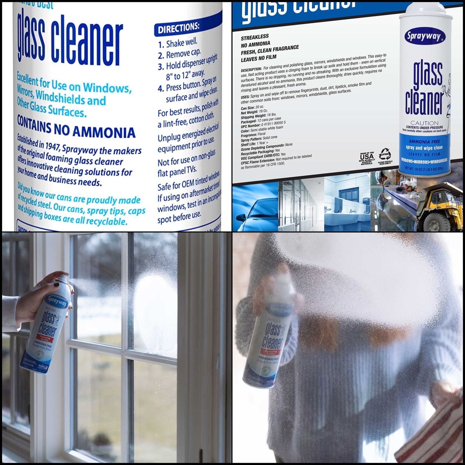 SprayWay Glass Cleaner with Foaming Spray for Streak-Free 19 oz pack of 12