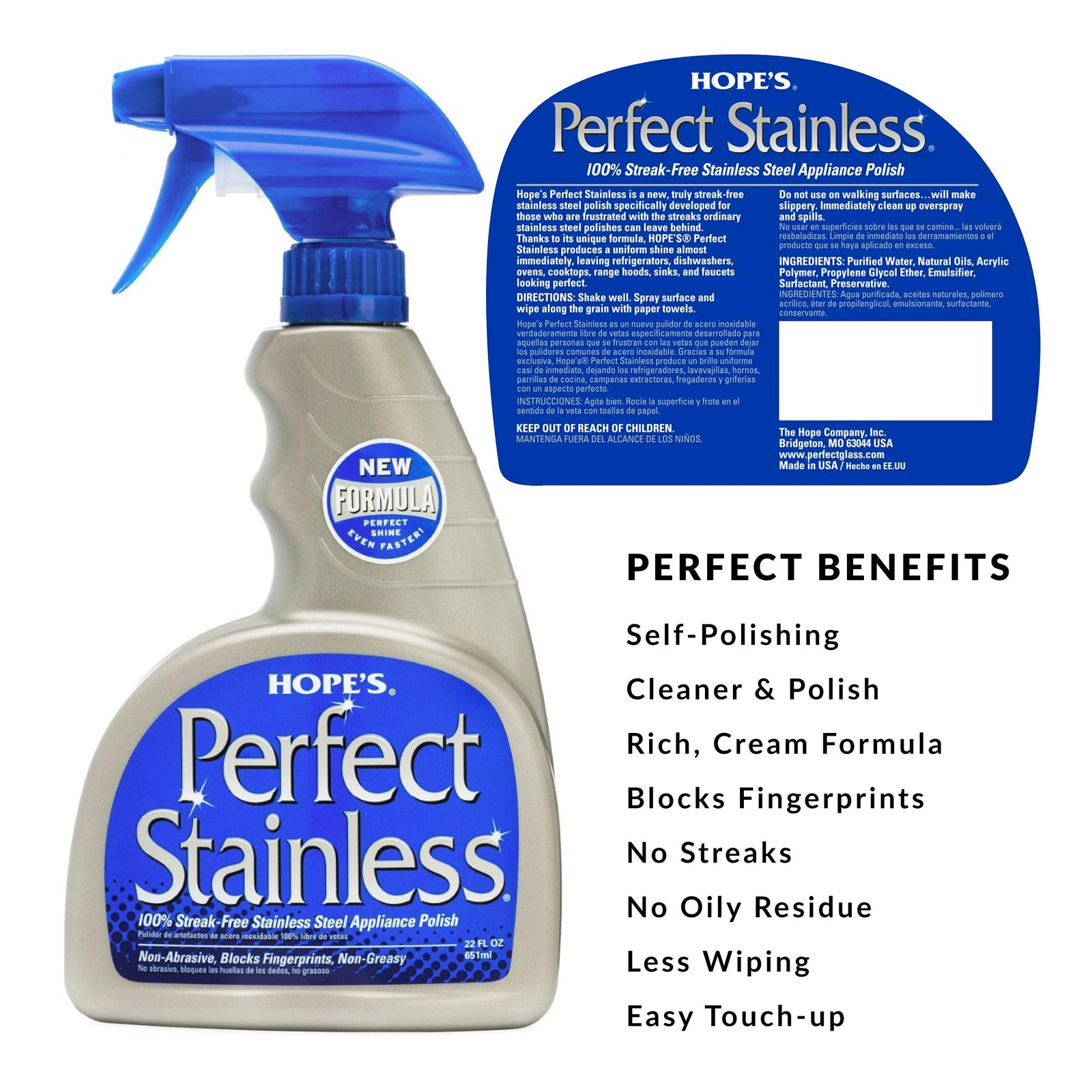 HOPE’S Perfect Stainless, Granite, and 17.5 Fl Oz (Pack of 3), Bundle