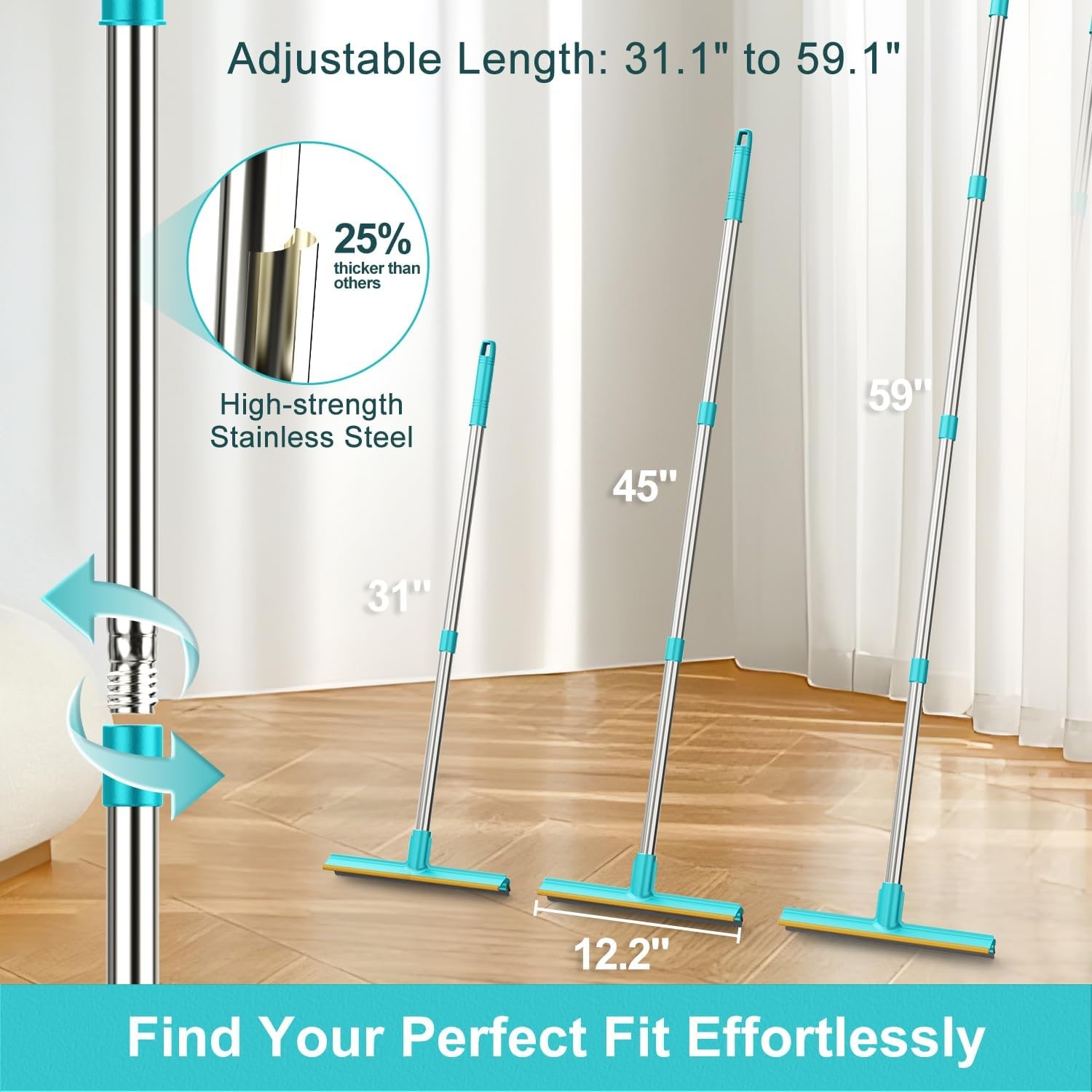 Carpet Rake for Pet Hair Removal, Dog Cat Fur Remover Rubber Broom,