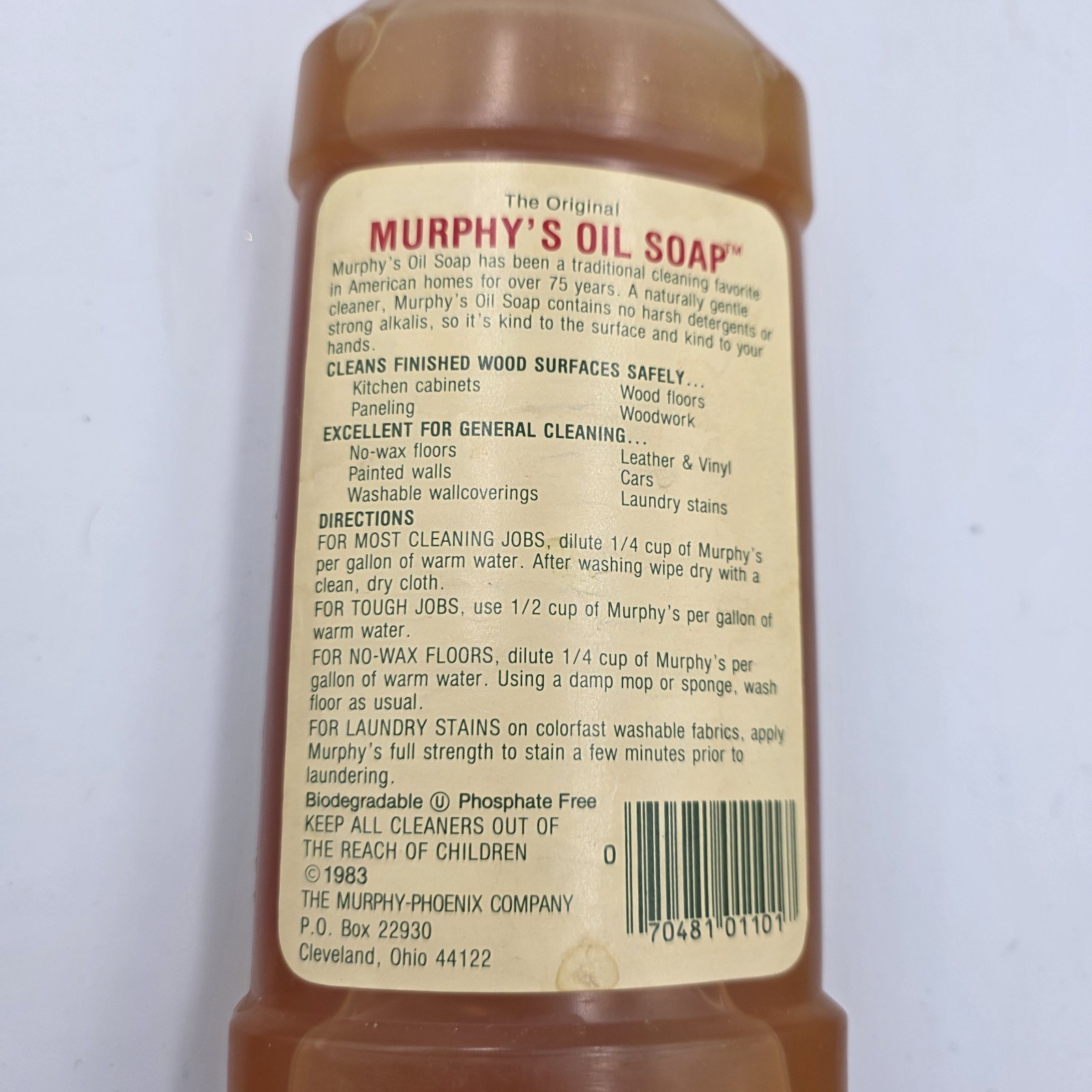 Vintage 1983 Murphy Oil Soap 16oz Formula Household Cleaner Wood & More 90% Full