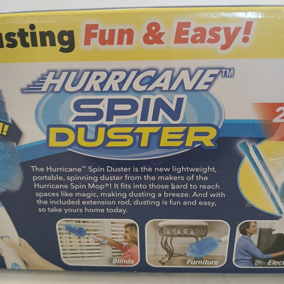 Hurricane Spin Duster Motorized Dust Wand w/3ft Extension For Ceiling Fans NIB