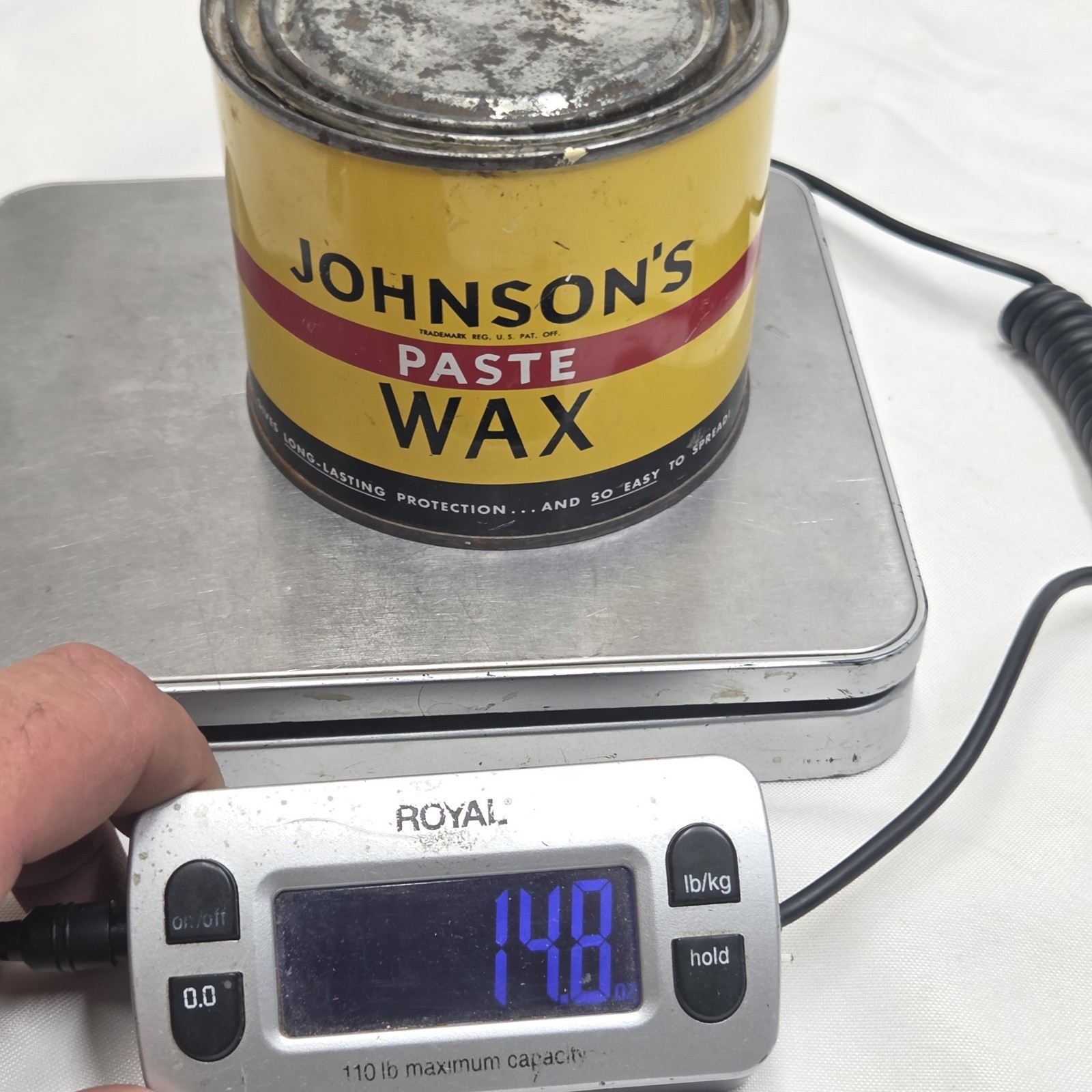 Original Formula 1950s Johnson’s Paste Wax – Partial Can – 14.8 oz Total Weight