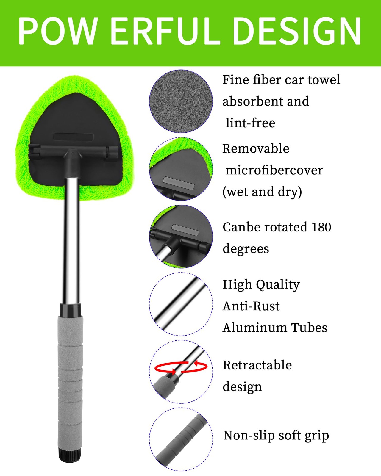 Auto Window Cleaning Tool Retractable Windshield Cleaner Wand Car Window Glass C