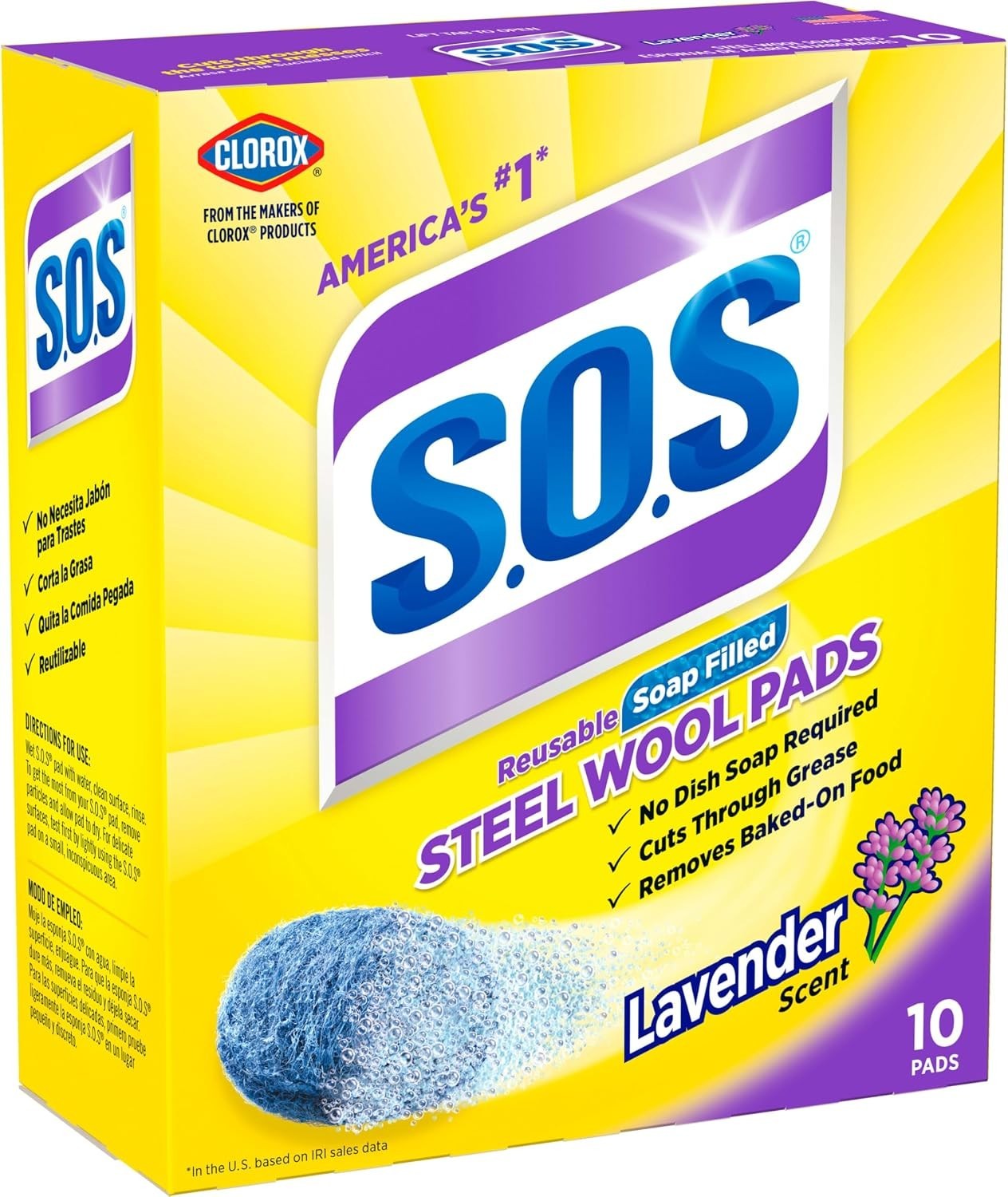 Steel Wool Soap Pads, Lavender, 10 Count