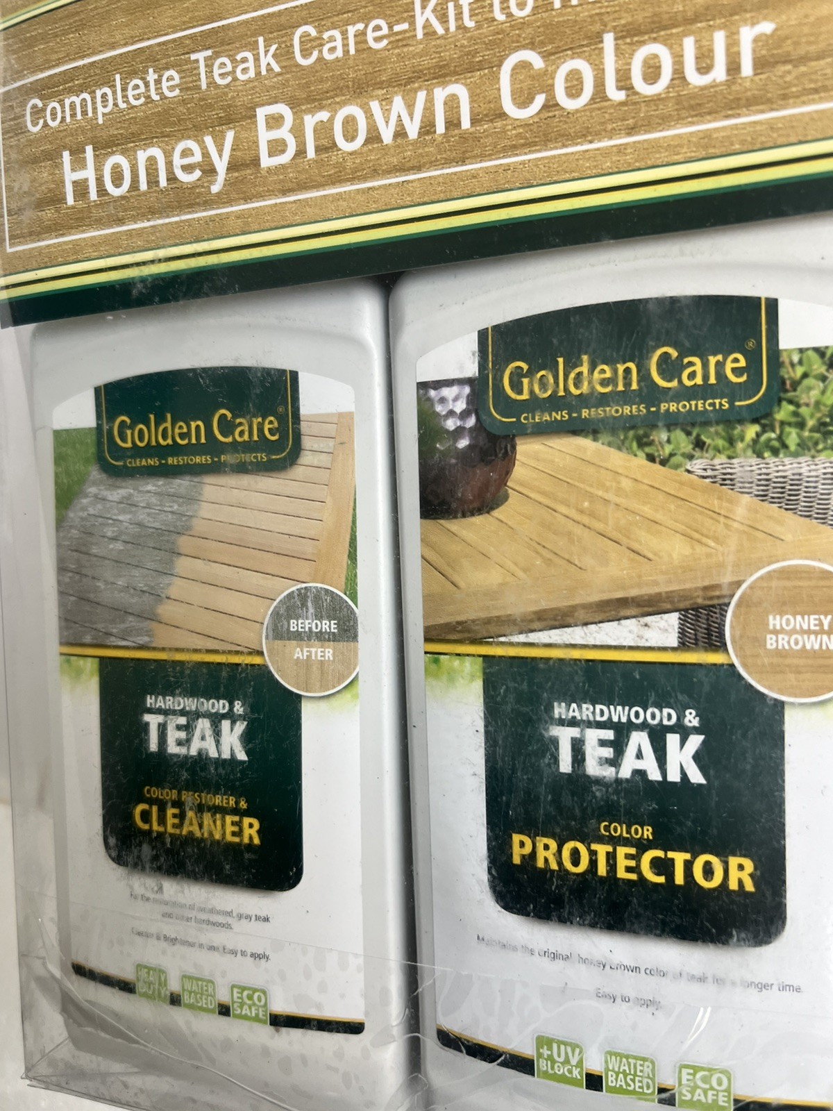 New 3 in 1 Teak Garden Furniture Care Kit Cleaner Protector Application Tools 1L
