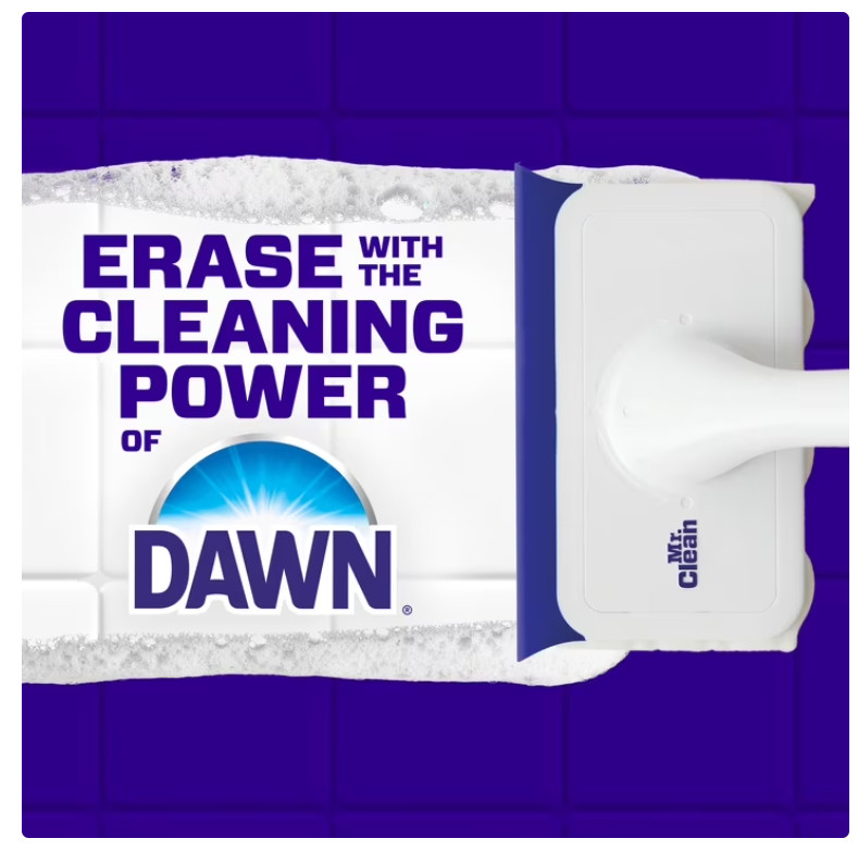 Mr. Clean Magic Eraser Shower & Tub Scrubber, 1 Device + 2 Refills, White