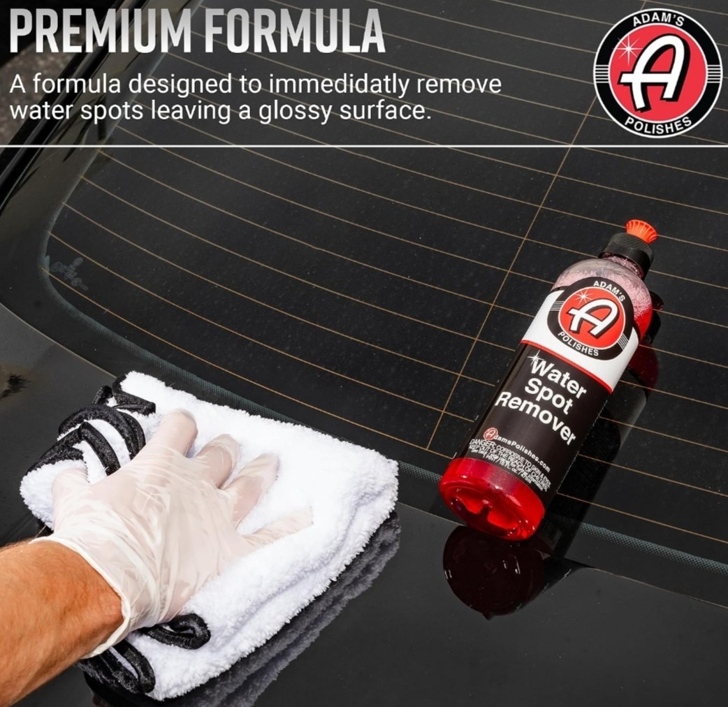 Adam’s Water Spot Remover – Hard Water Stain Remover for Glass, Shower Doors, Pa