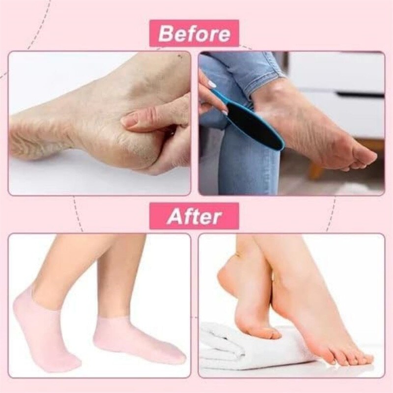 2 Pair Full Length Silicone Gel Moisturizing Socks Foot Care Protector Free Ship