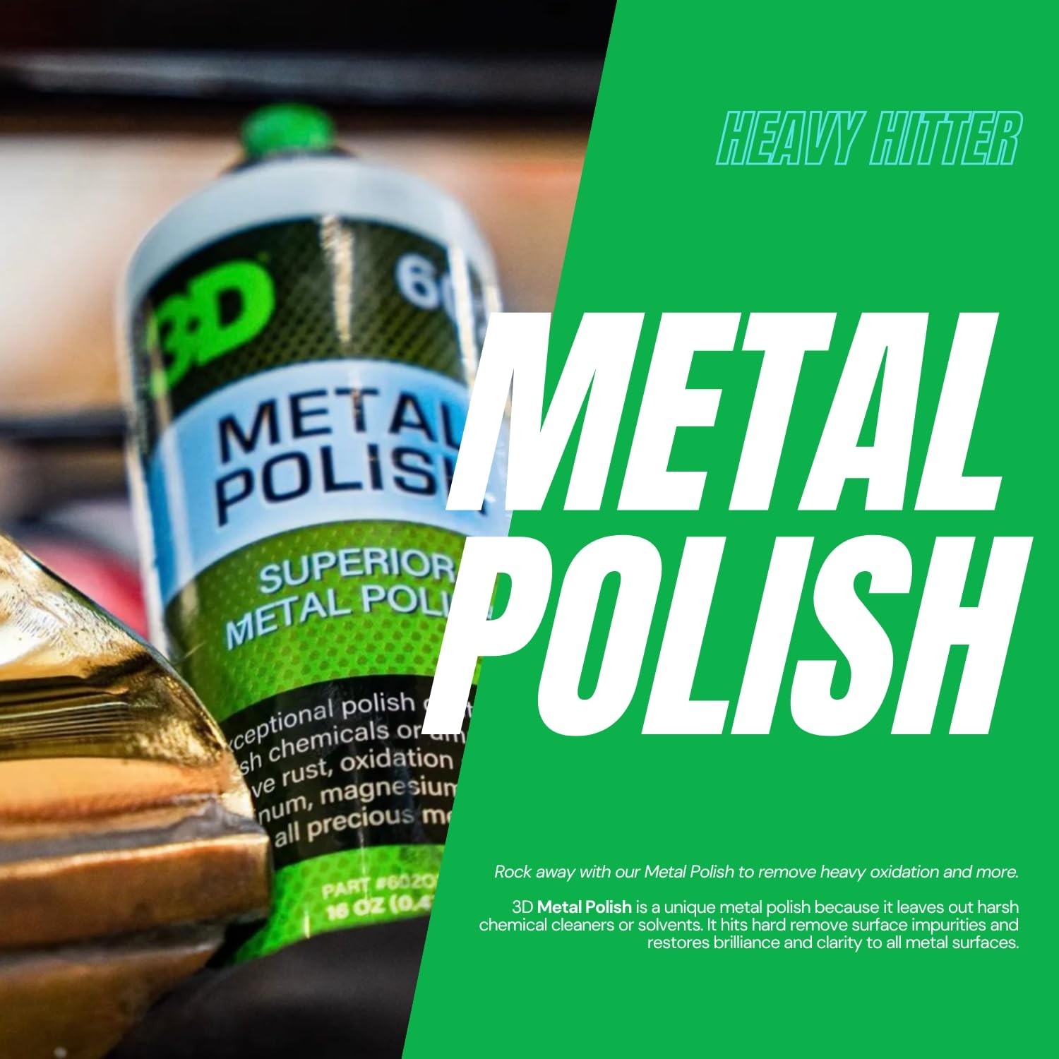 3D Metal Polish – Heavy Duty Car Metal Polish for Aluminum, Chrome, Brass, Coppe