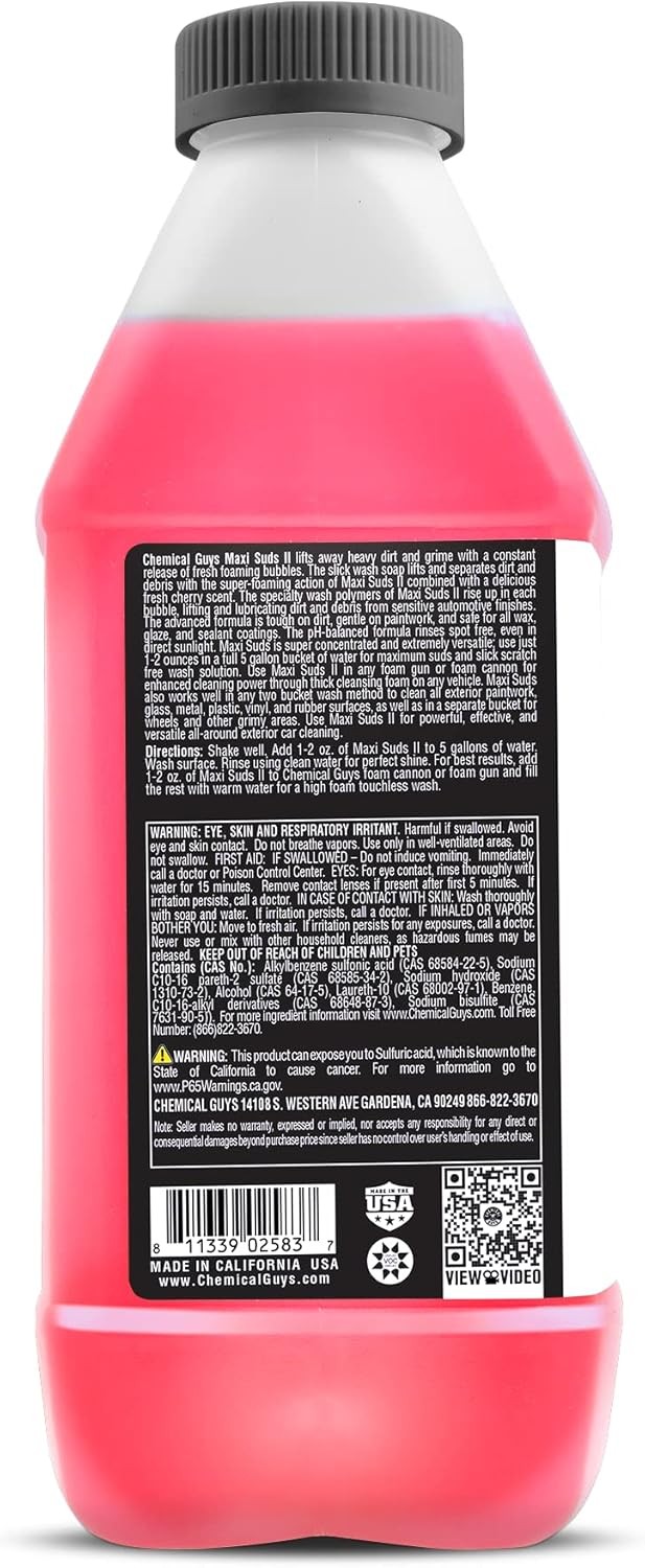Chemical Guys Maxi Suds II Foaming Car Wash Soap – High Foam Car Wash Soap, Ch