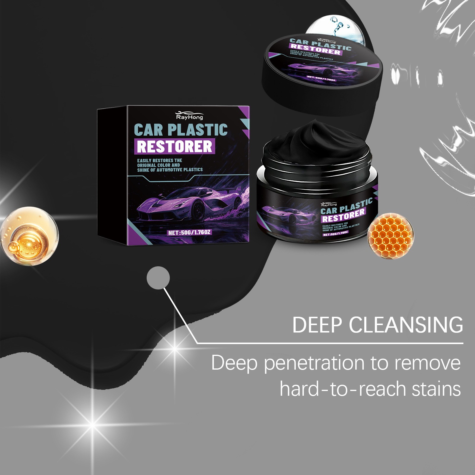 Plastic Restorer For Cars,Scratch Repair/Cleaner,Restore Faded Plastic Surfaces