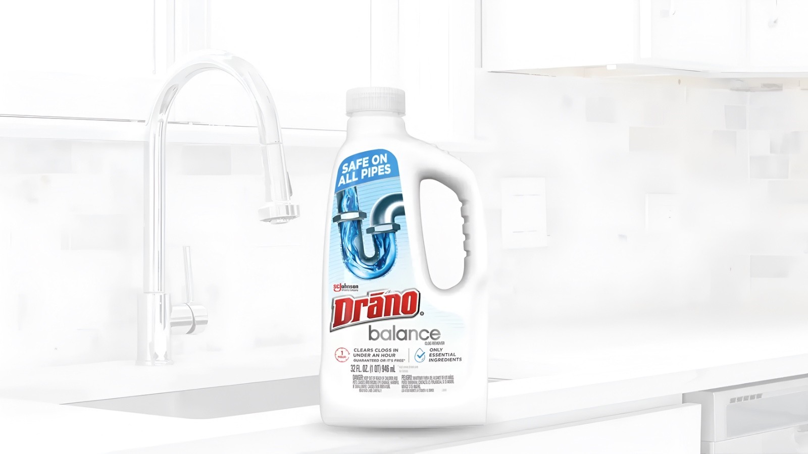 Drano Balance Drain Clog Remover & Cleaner – Non-Corrosive Formula (Safe on All)