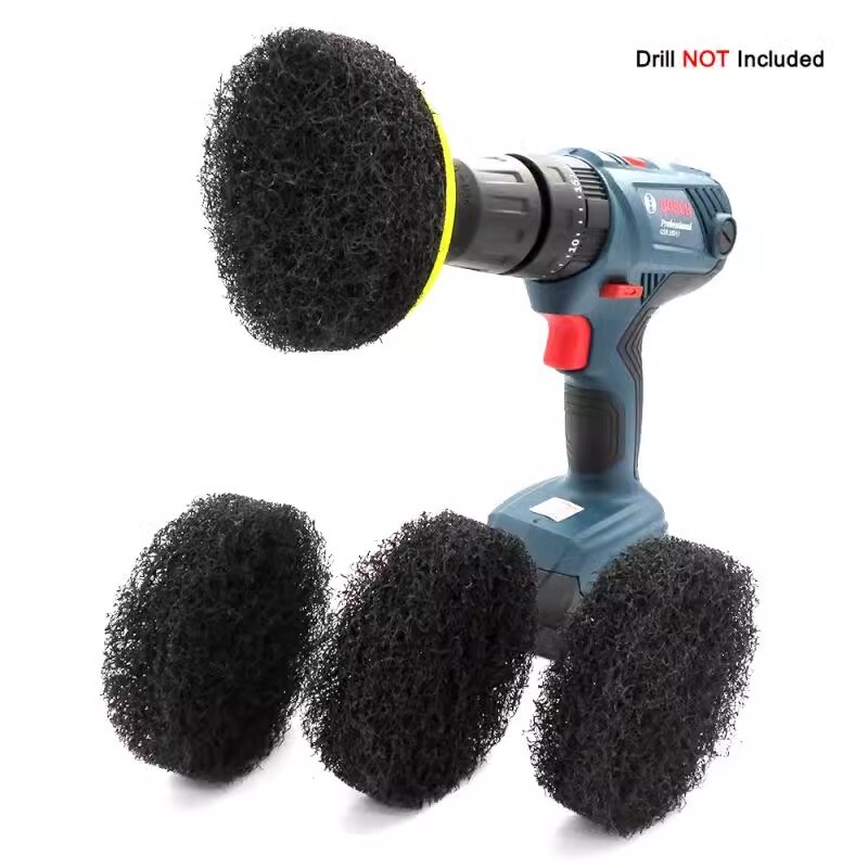 4 Inch 100mm Black Round Flocking Scouring Pad Nylon Fiber Abrasive Sanding Disc