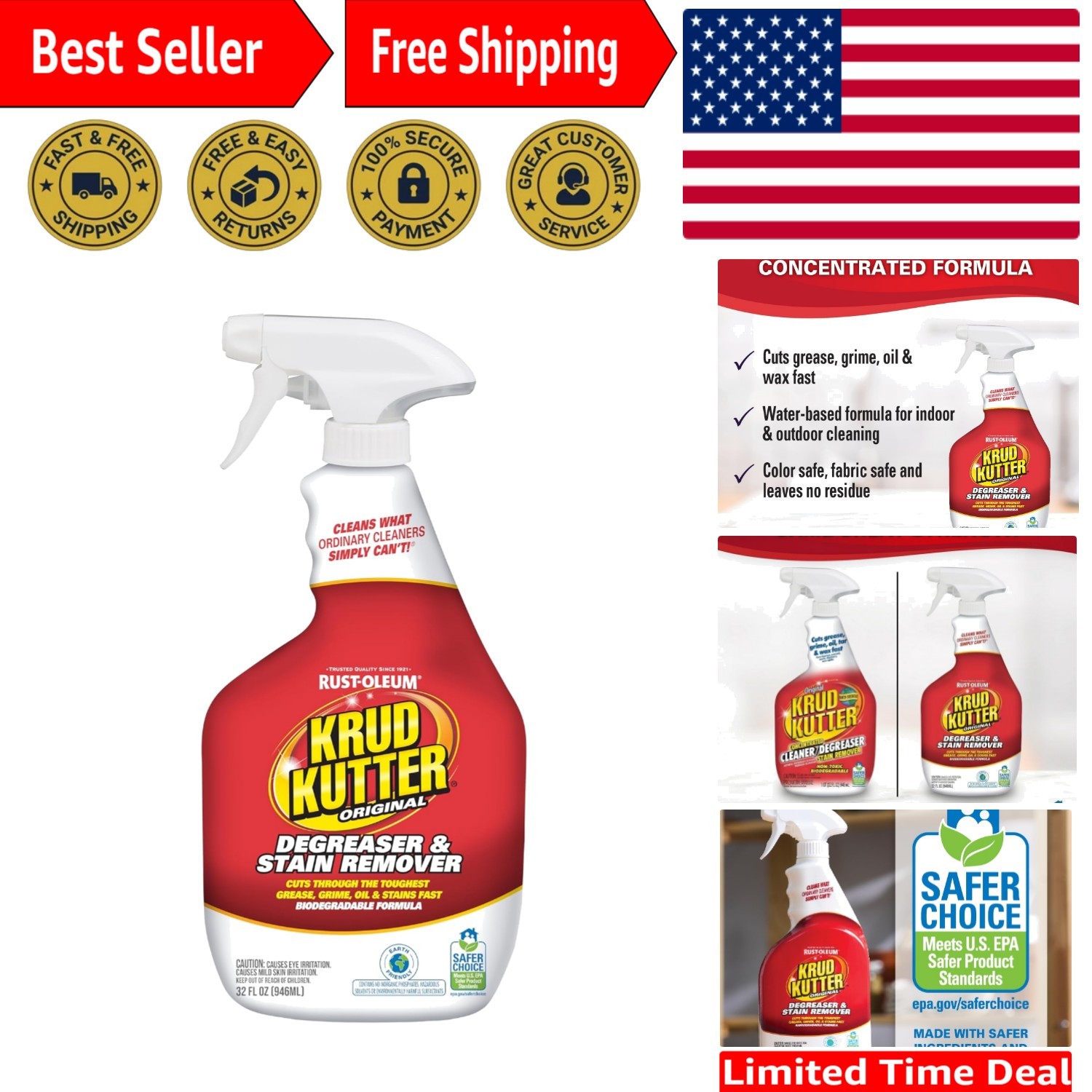 32 oz Cleaner Degreaser – Fast Acting for Grease, Oil, and Tough Stains