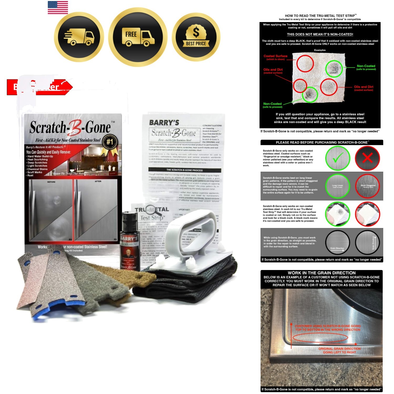 Scratch-B-Gone Homeowner Kit | The selling kit used to remove scratches, rust…