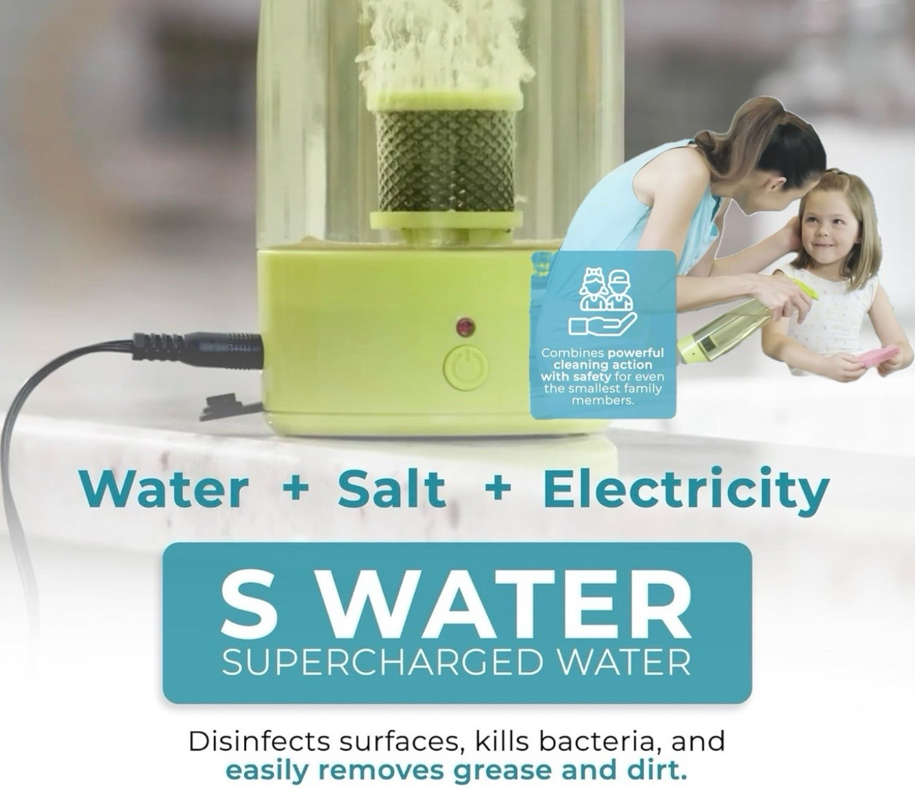 Multi-Purpose Natural Cleaner Kit w Adapter Prepper Supply Uses Salt & Water Eco