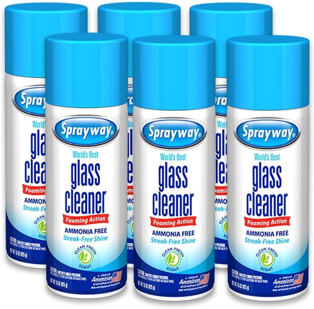 Sprayway Glass Cleanr Foaming Aerosol Spray 15oz Pack 6 Streakless Ammonia Free