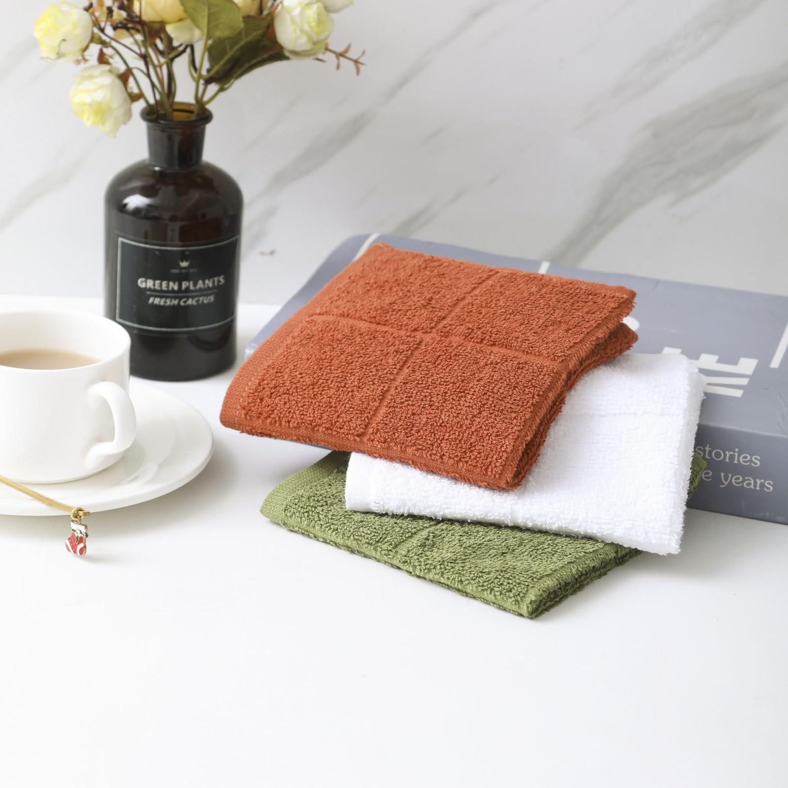 Glynniss Dishcloths Kitchen Highly Absorbent Dish Rags 11×11 inches, White