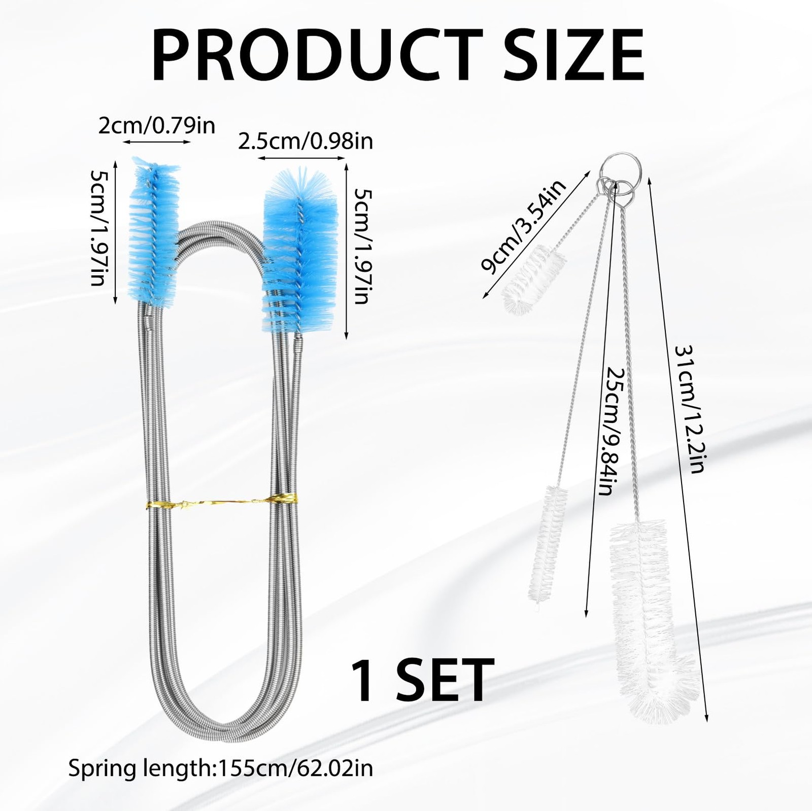 79” Flexible Pipe Cleaner Brush Set, DualEnded and ExtraLong Stainless Steel …