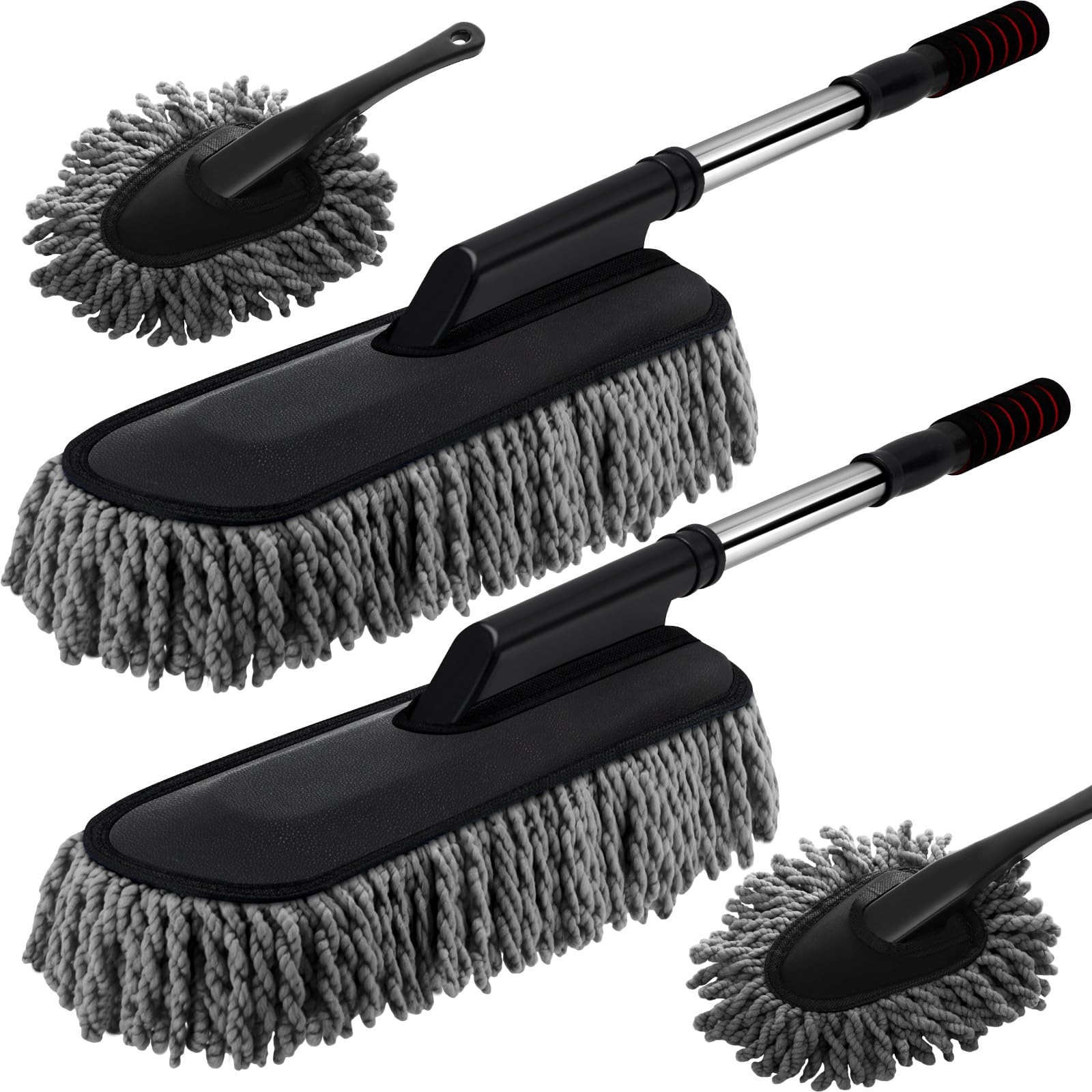 4 Pack Microfiber Car Duster Exterior Scratch Free with Extendable Handle Aut…