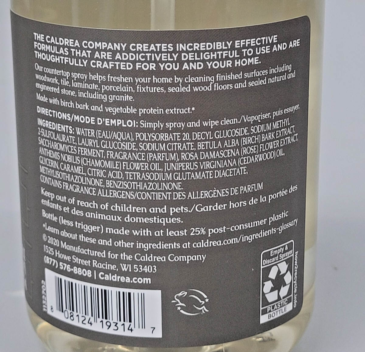 Caldrea Multi-surface Countertop Spray – Rosewater Driftwood – DISCONTINUED