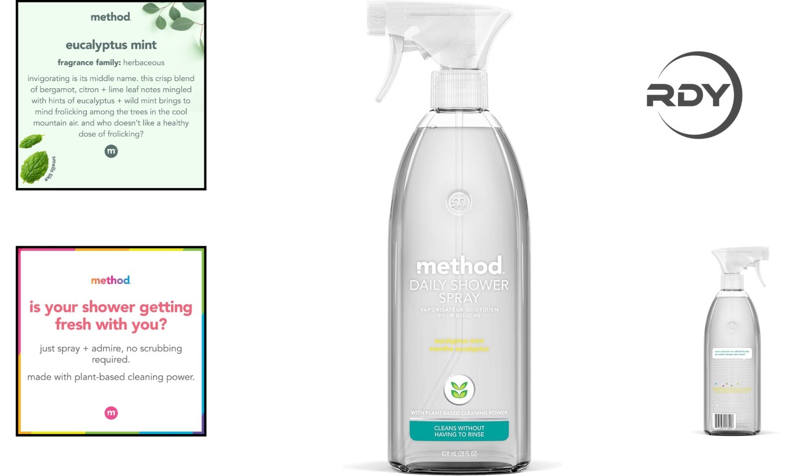 Daily Shower Cleaner, 28 oz Eucalyptus Mint – Biodegradable, No Rinse, Spa Fresh