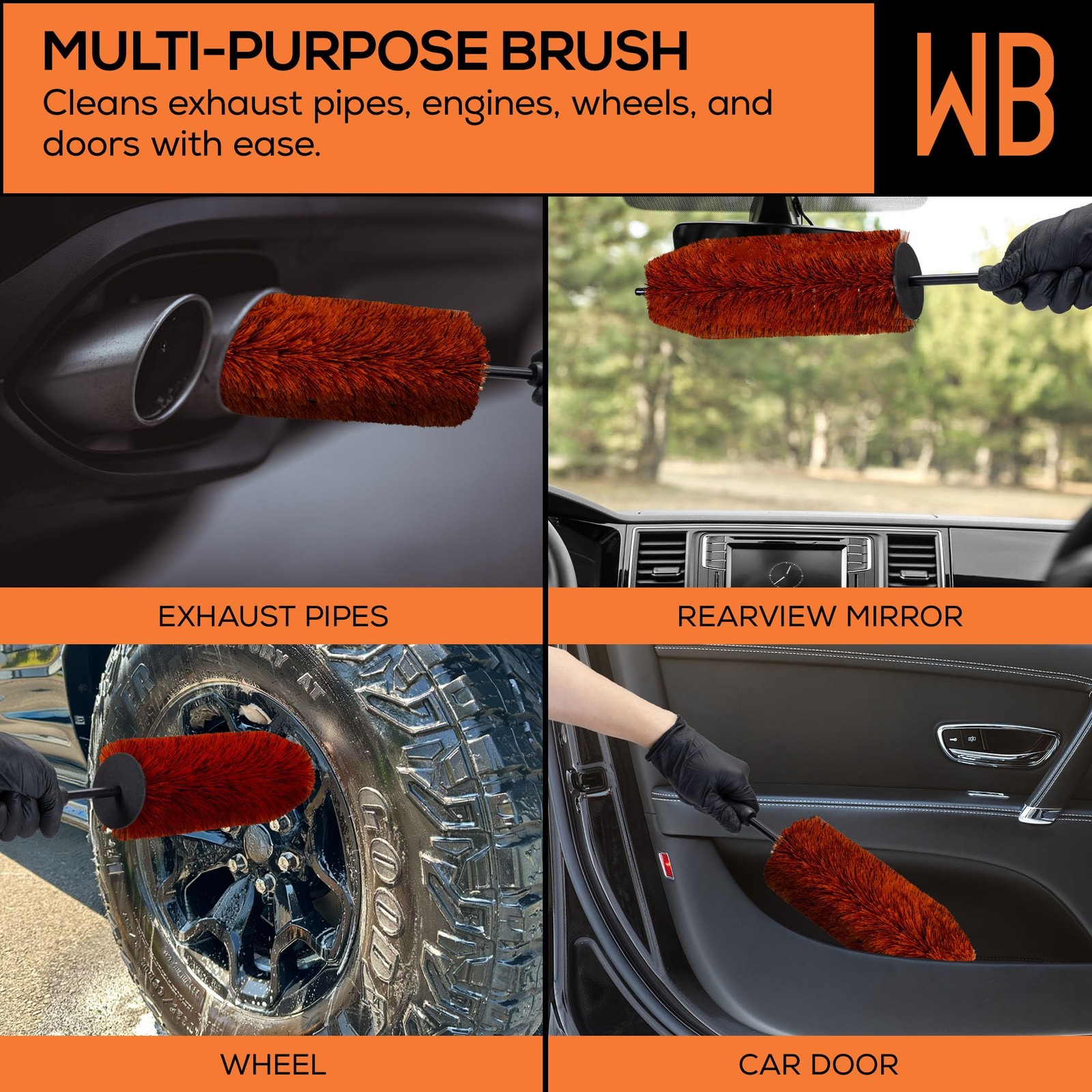 Premium Detailing Wheel Brush – 17.7 Scratch-Free Rim, Tire Wheel Cleaner