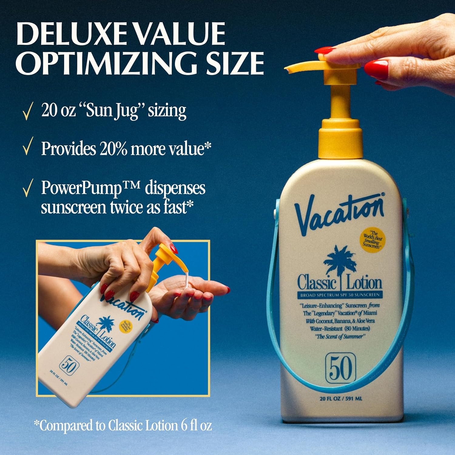 Vacation Classic SPF 50 Sunscreen Lotion, 20 Fluid Ounces – Invisible, No Whit