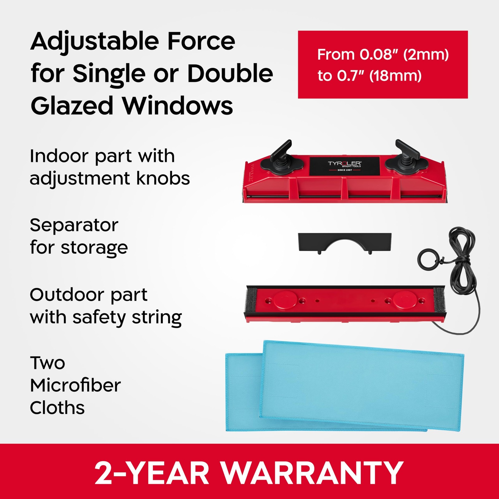 Tyroler Outside Magnetic Window Cleaner Tool | The Glider D-2 AFC Double-Side…