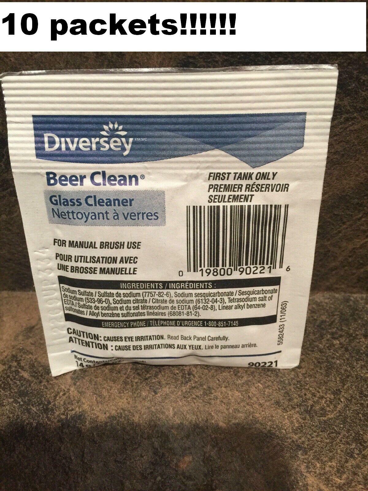 Diversey Beer Clean Glass Cleaner Powder .5oz Packet 10 Packets