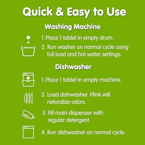 Plink Washing Machine and Dishwasher Cleaner and Freshener, Prevents Residue …
