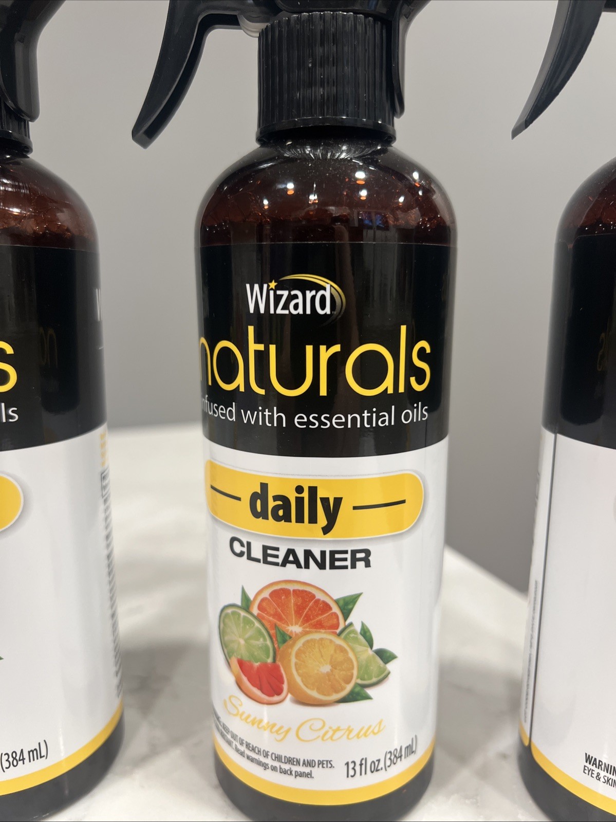 4x Wizard Naturals In W/Essentials Oils Daily Cleaner Sunny Citrus 13oz New DBF