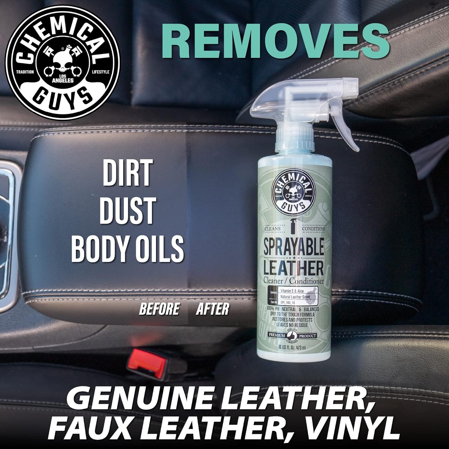 Chemical Guys Sprayable Leather Cleaner and Conditioner in One – Cleans, Conditi