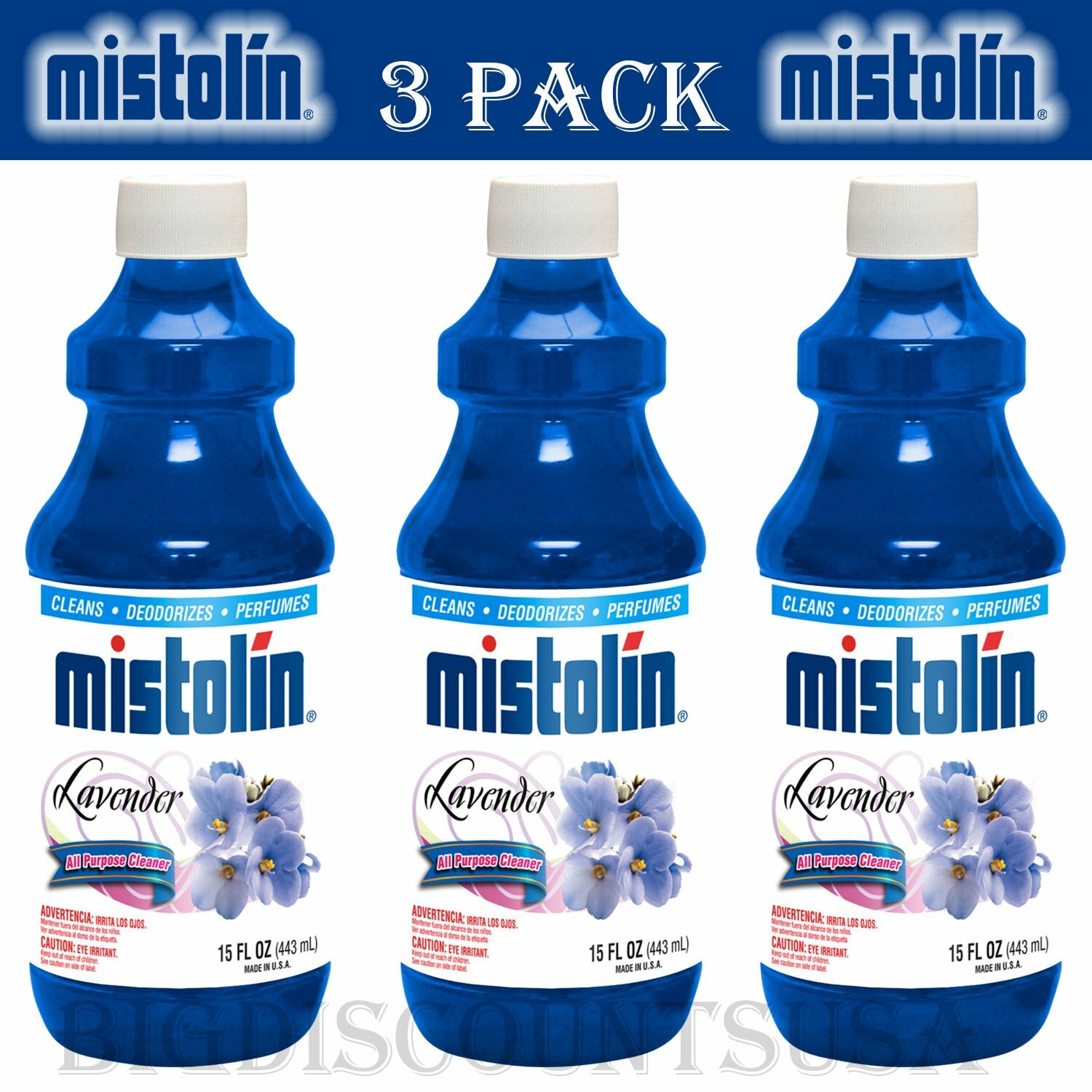 Mistolin 3 Pack General All Purpose Cleaning Solution Kit Lavender Scent 15 fl