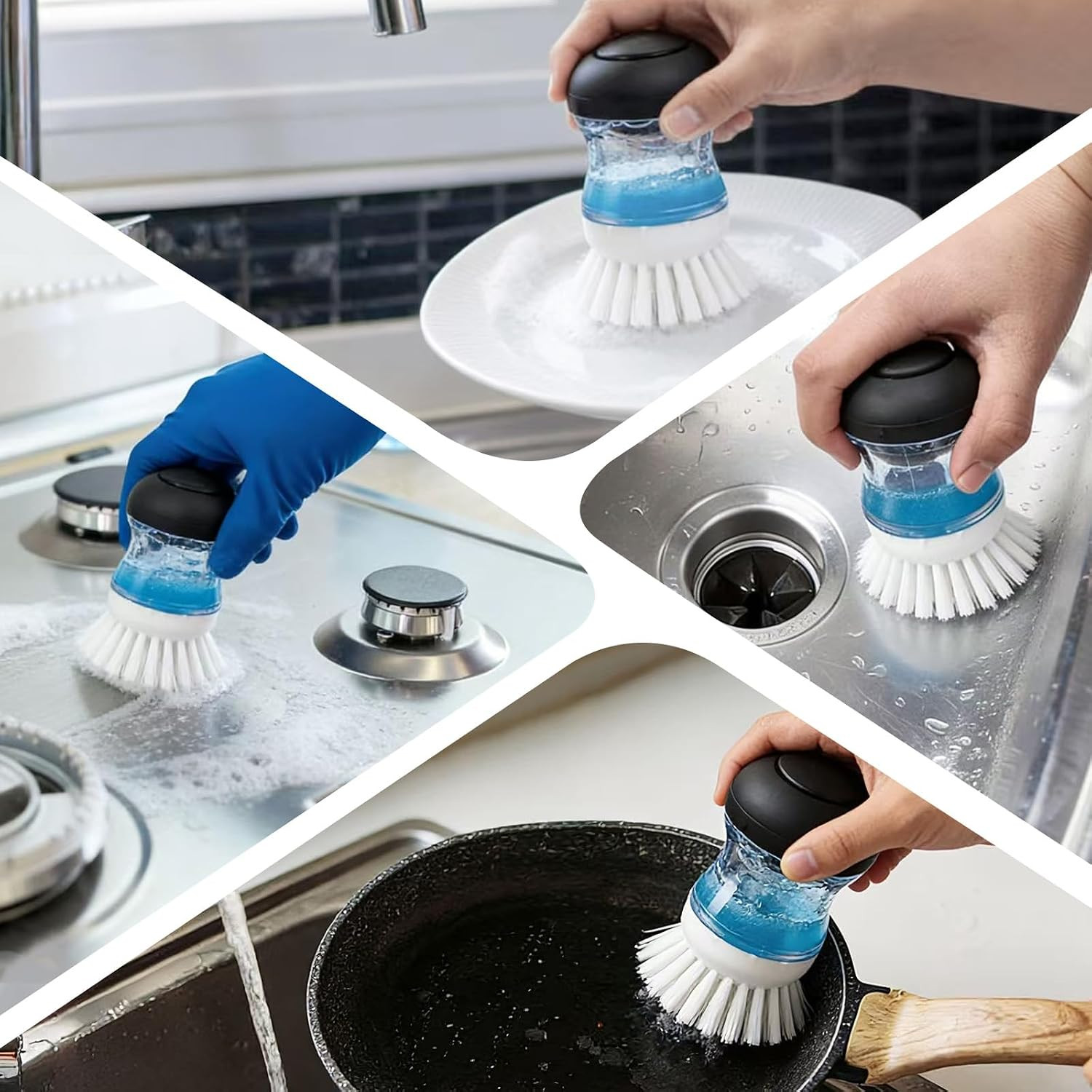 4 Pack Dish Brush Refill Heads for OXO Soap Dispensing Palm Brush, Kitchen Dish