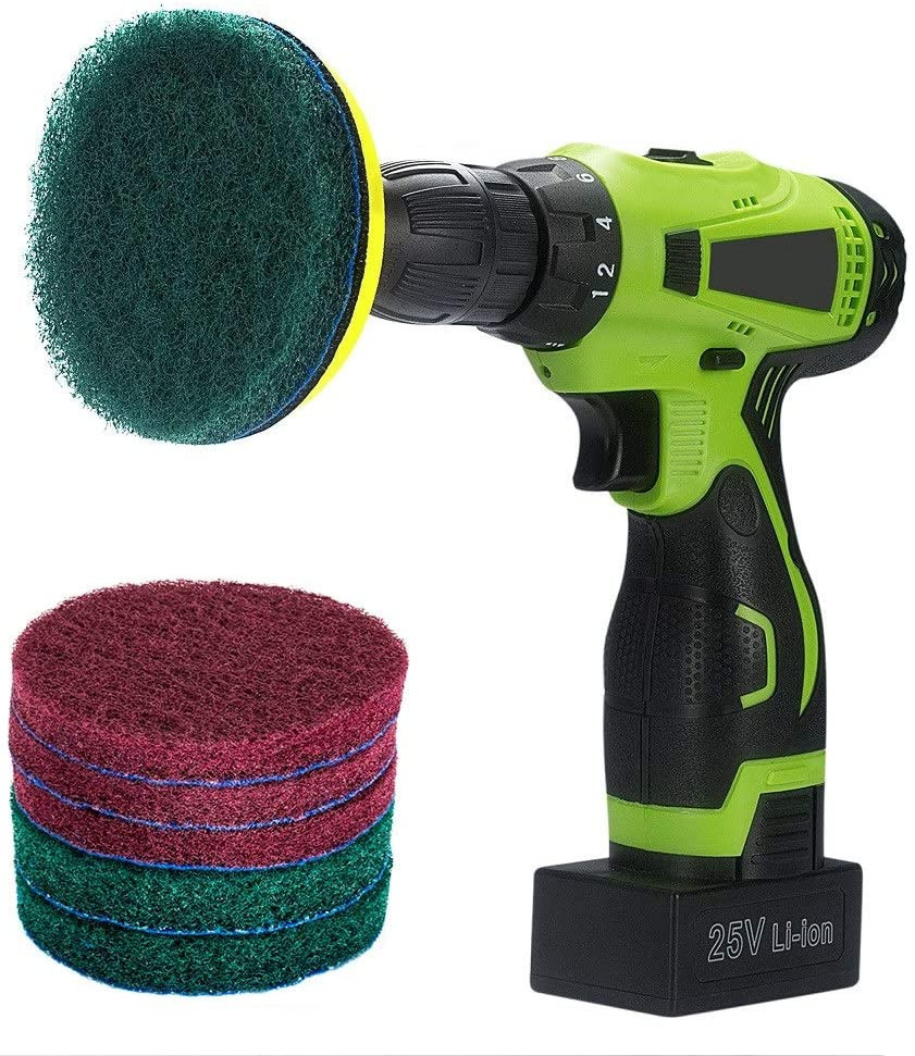 Kichwit 4 Inch Drill Power Brush Tile Scrubber Scouring Pads Cleaning Kit, Inclu