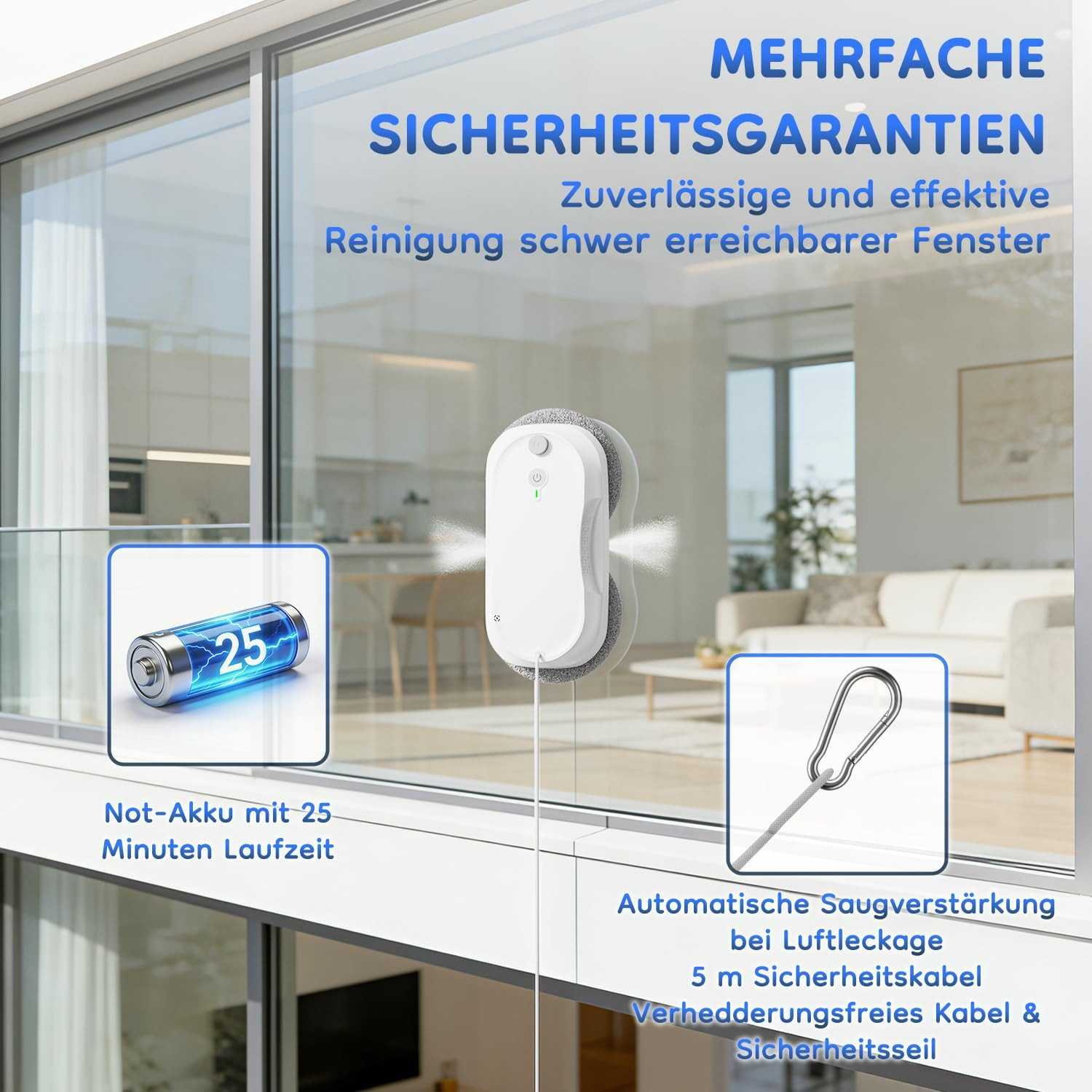 2026 Updated Window Cleaning Robot – Enhanced Battery, Max 6400Pa, Path Planning